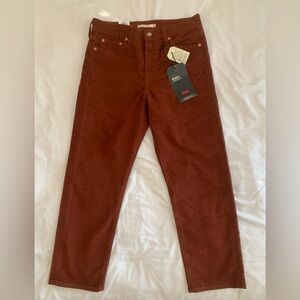 NWT Levi's Wedgie Straight Corduroy Pants Rust Orange 28x26
